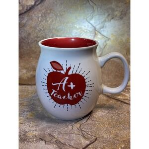 A+ Teacher Coffee Cup White With Red Apple Austin & Ash